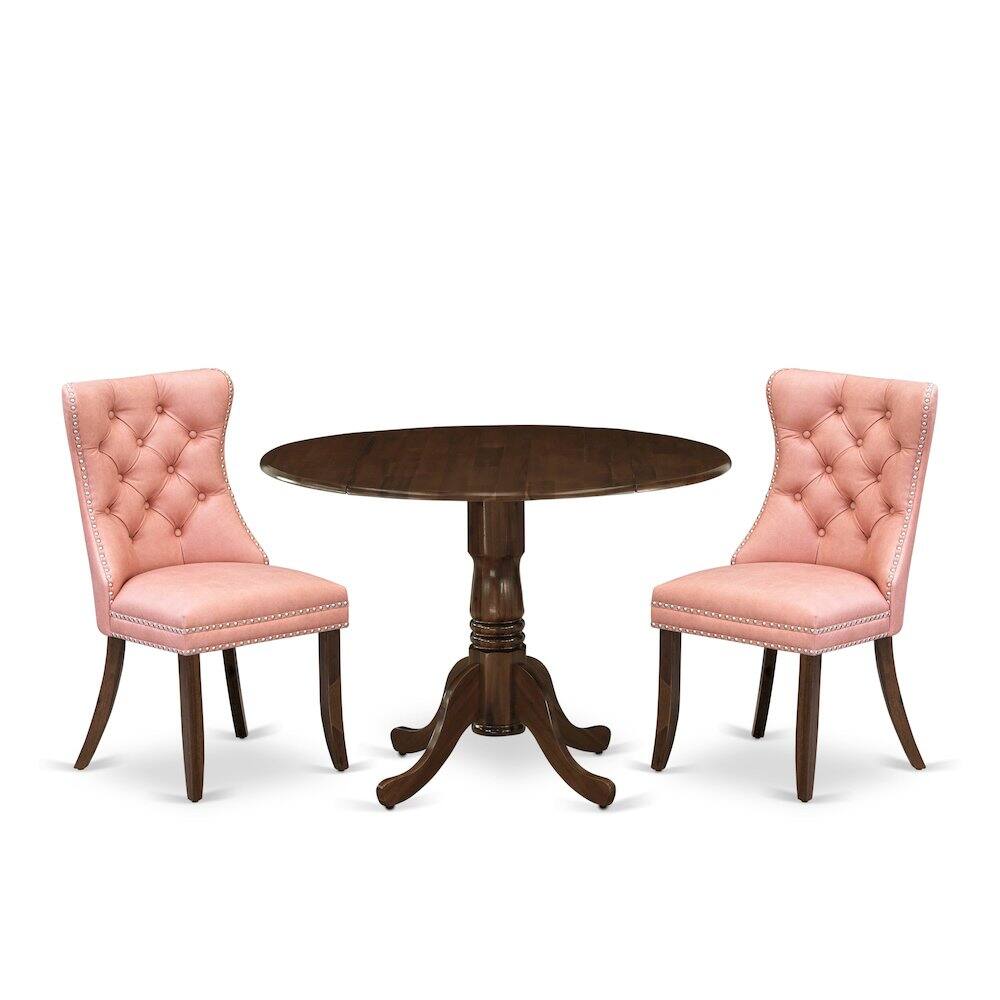 Angle. East West Furniture - 3 Piece Kitchen Table Set - Brown.