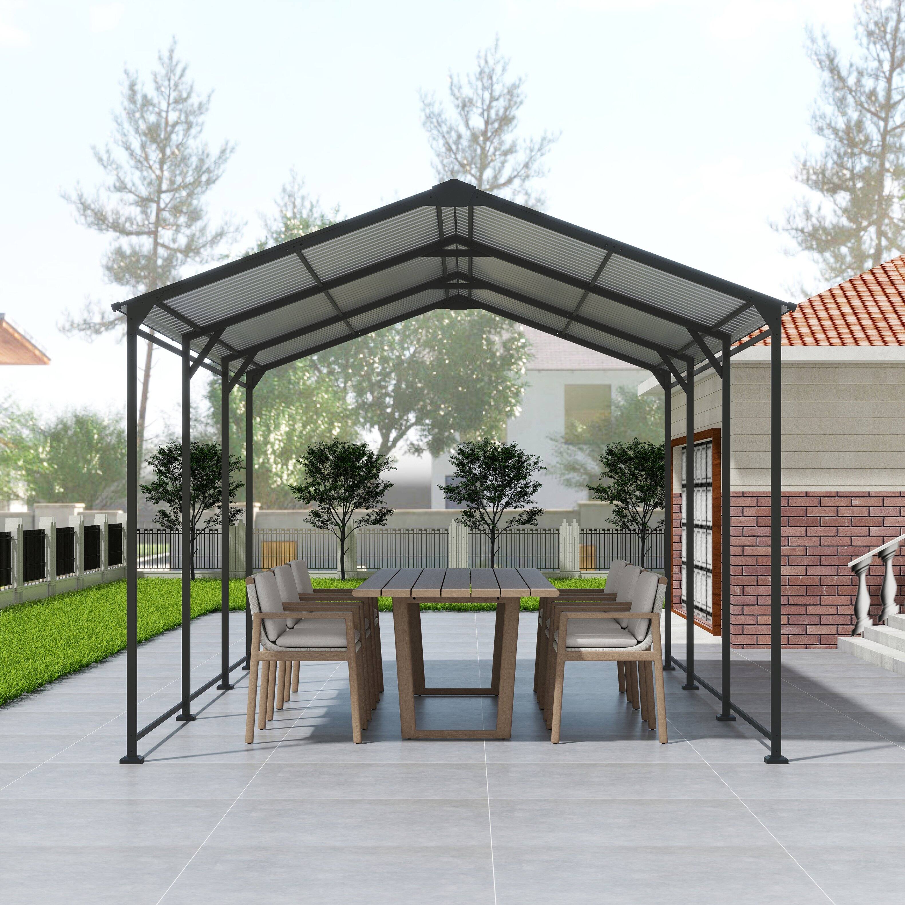 Left. TinyHomie - Metal Carport 10X15 FT Heavy Duty with Galvanized Steel Roof Metal Garage Canopy with Galvanized Steel Roof and Frame.
