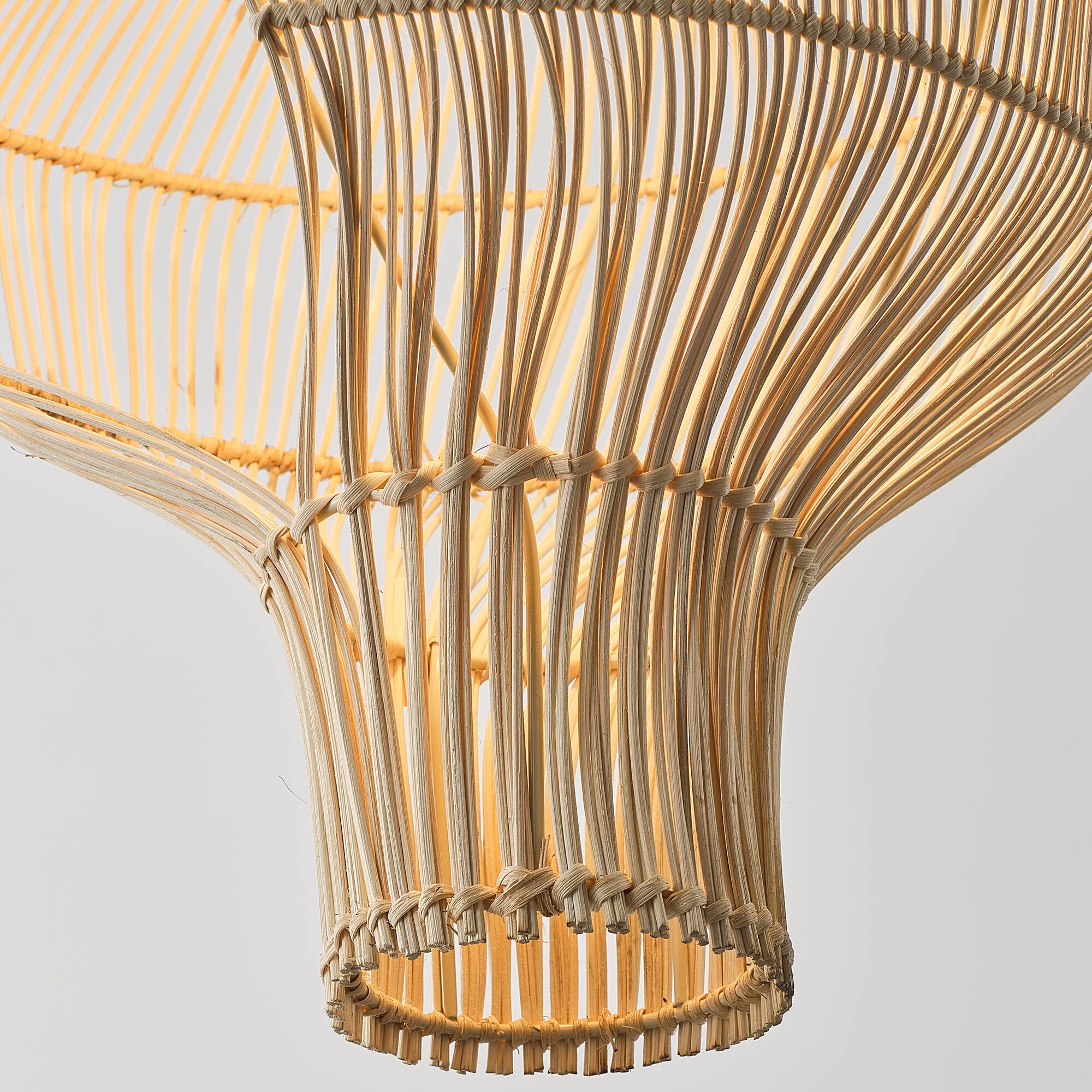 Alt View 5. Vaczon - Bohemian Rattan Gourd Pendant Chandelier – Fixed Hanging Line Ceiling Light for Home Decor and Ambient Lighting - Light Beige.