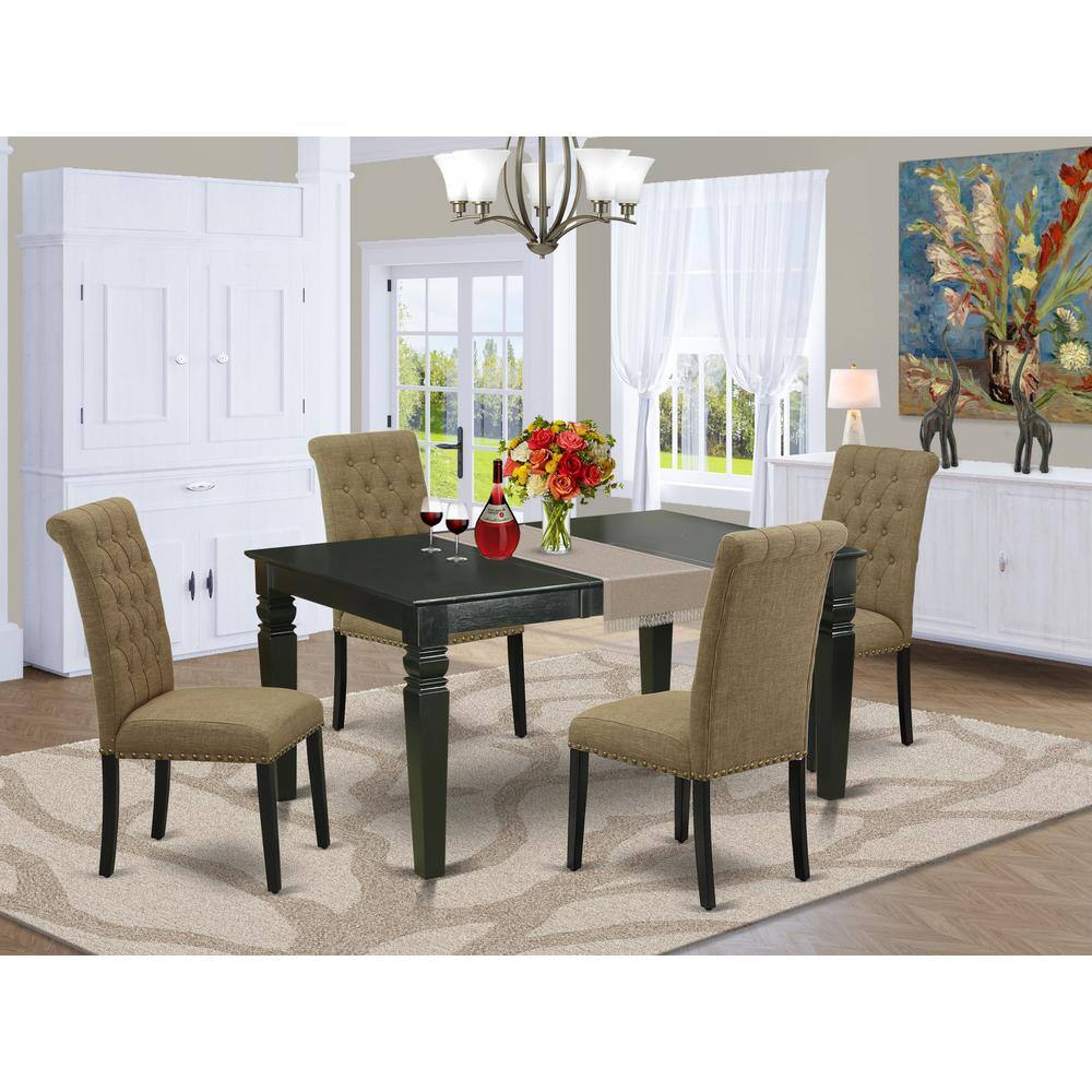 Left. East West Furniture - Dining Room Set Black - Brown.