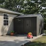 Loheer - 8x6 Metal Shed Black Galvanized Steel Outdoor Storage Shed Heavy Duty Tool Shed with Sliding Door Window