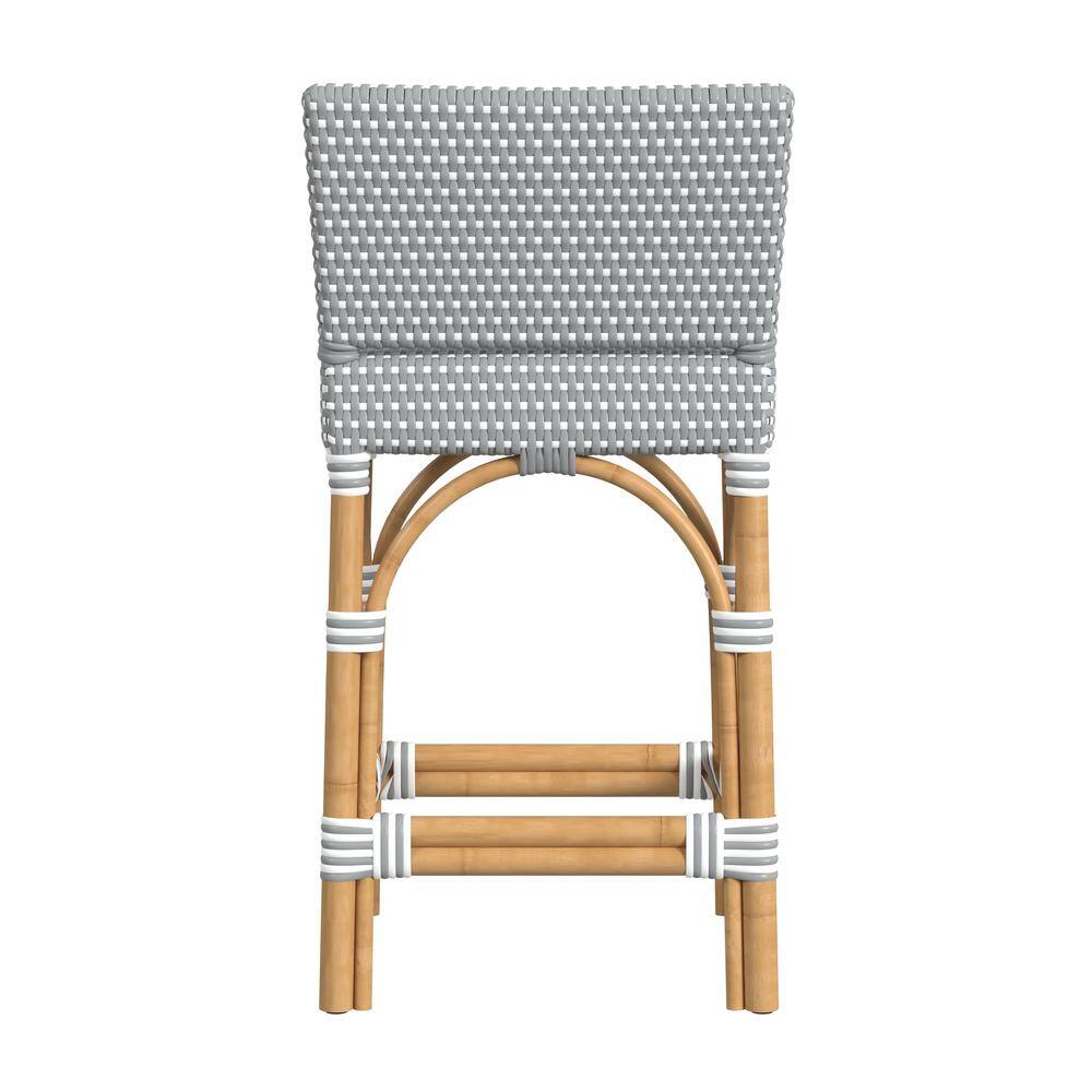 Left. Butler Specialty - Serienna Rectangular Rattan Low Back 24.5" Counter Stool - Gray And White.