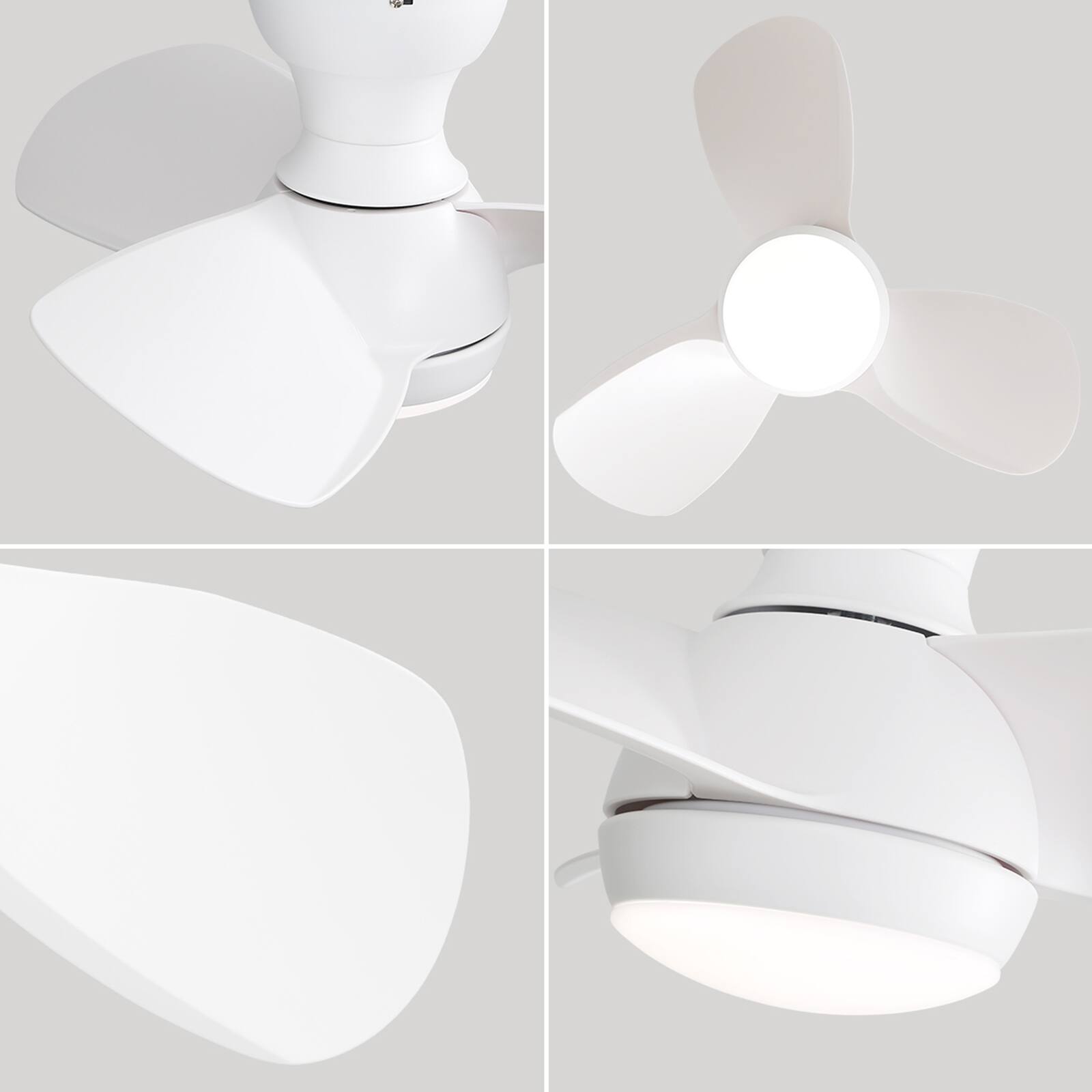 Alt View 1. Sofucor - 23'' Low Profile Ceiling Fans with Lights and Remote 3 Reversible ABS Blades 6 Speeds for Bedroom Kids Room Dining Room - White.