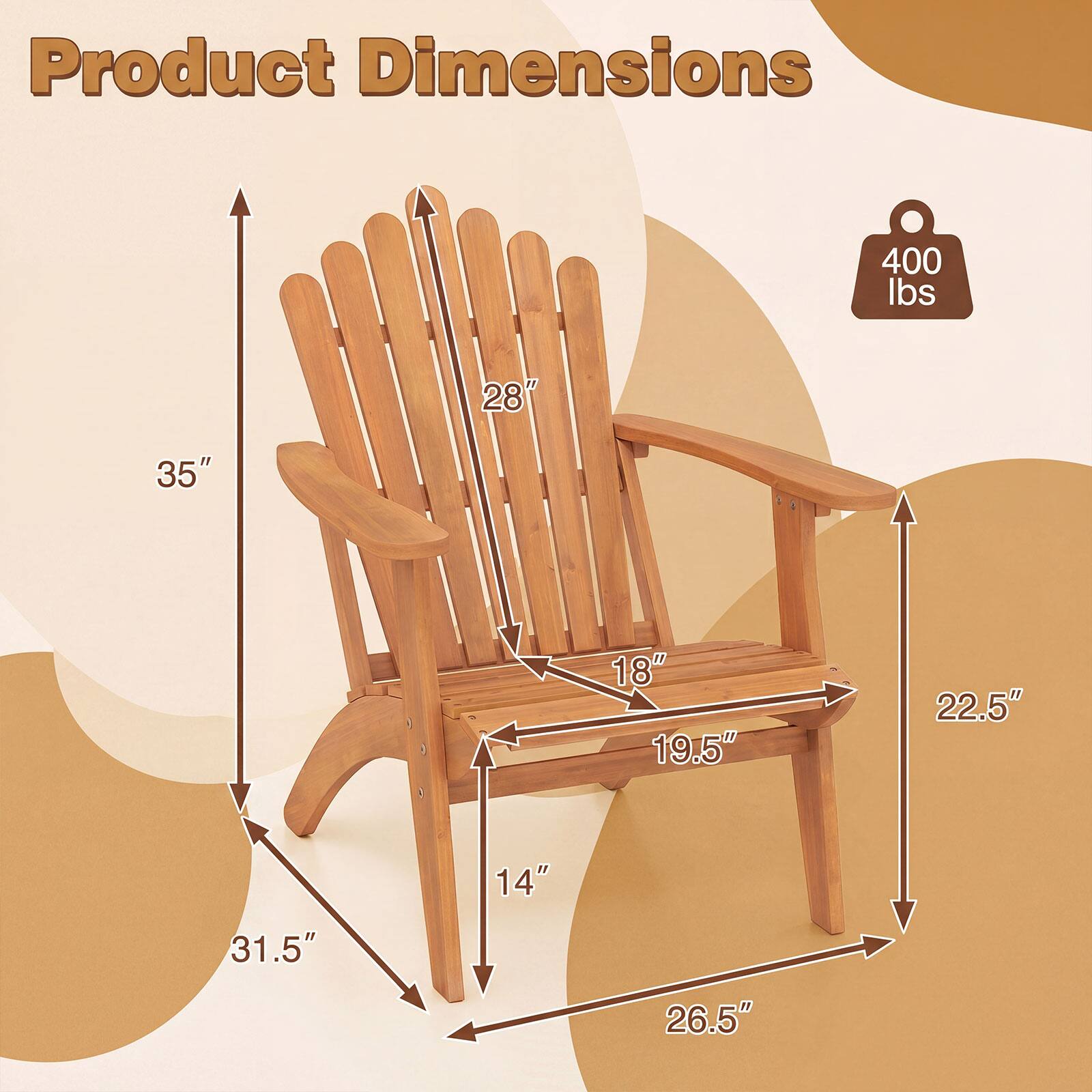 Product Dimensions: 400 lbs, 28", 35", 18", 19.5", 22.5", 31.5", 14", 26.5"
