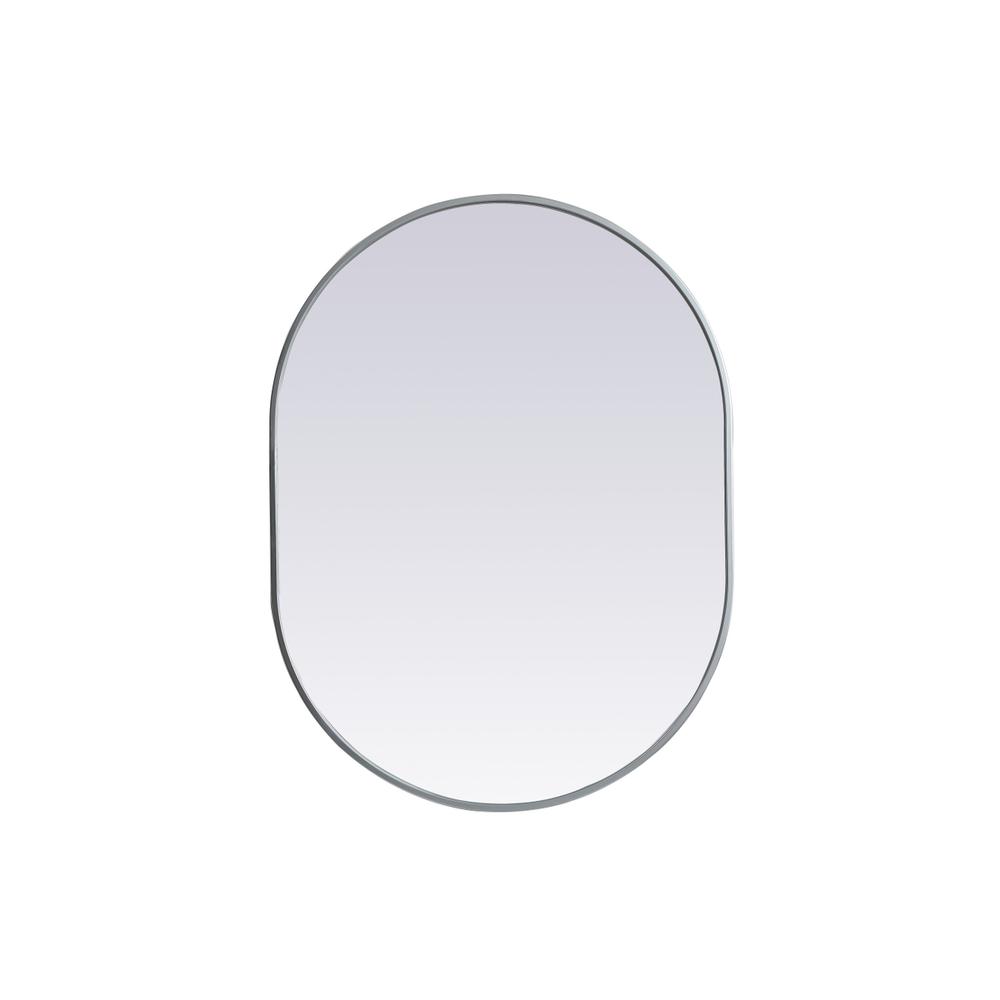 Alt View 7. Elegant Decor - Metal Frame Oval Mirror 27x36 Inch in Silver - Silver.