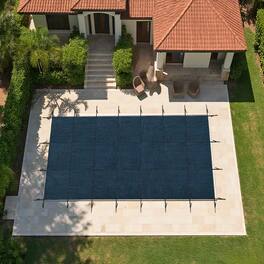 Ropilly - 16x34ft rectangular inground pool safety cover, triple stitched high strength mesh pool cover, Blue