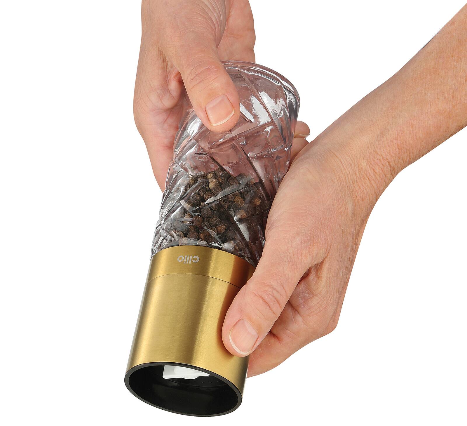 Alt View 2. Cilio - Cristallo Salt or Pepper Mill 2 Piece Set, Gold - Gold.