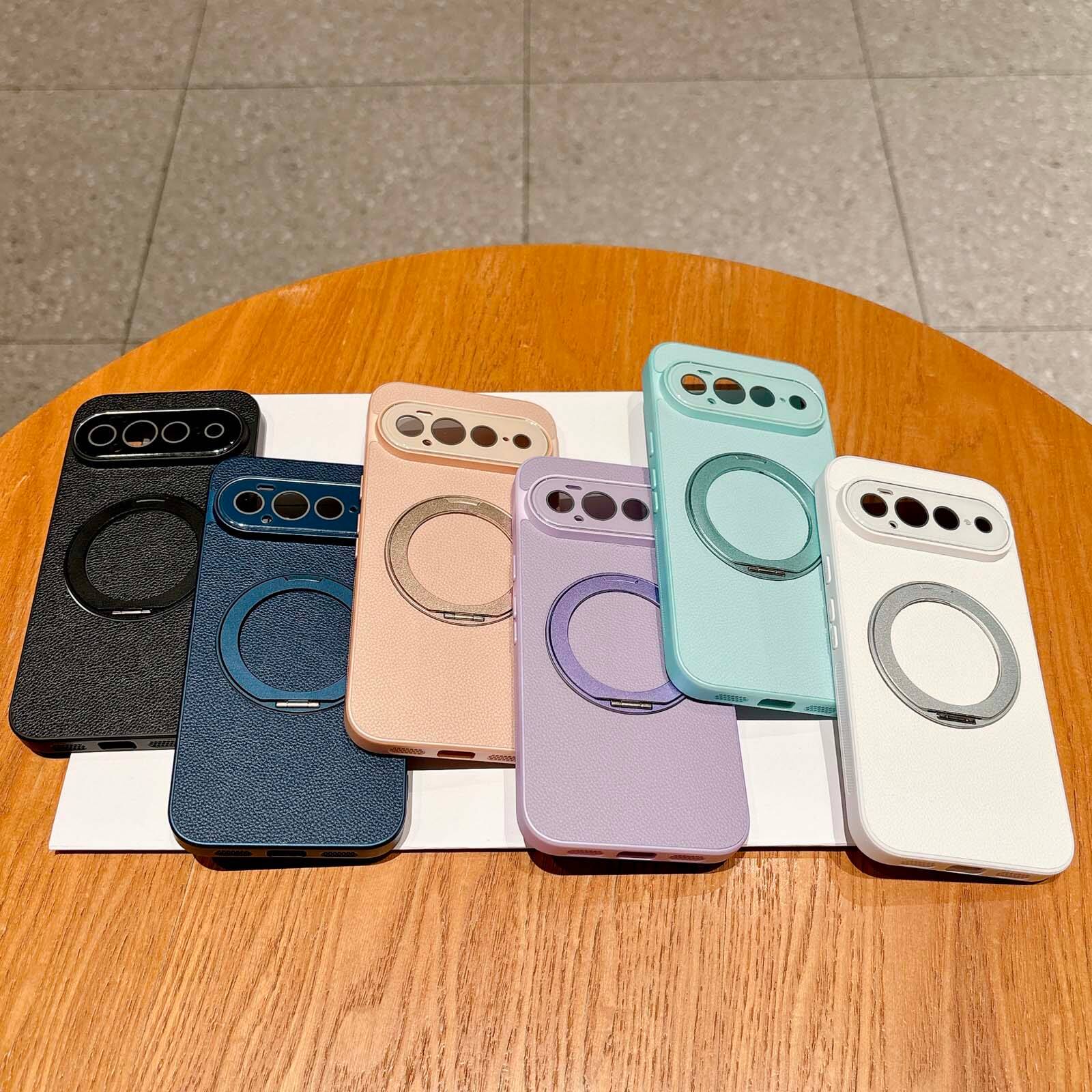 Alt View 3. UUCOVER - Magnetic Case for Google Pixel 11,Shockproof Leather + TPU Case Compatible with MagSafe Ring Stand Cover - Gold.
