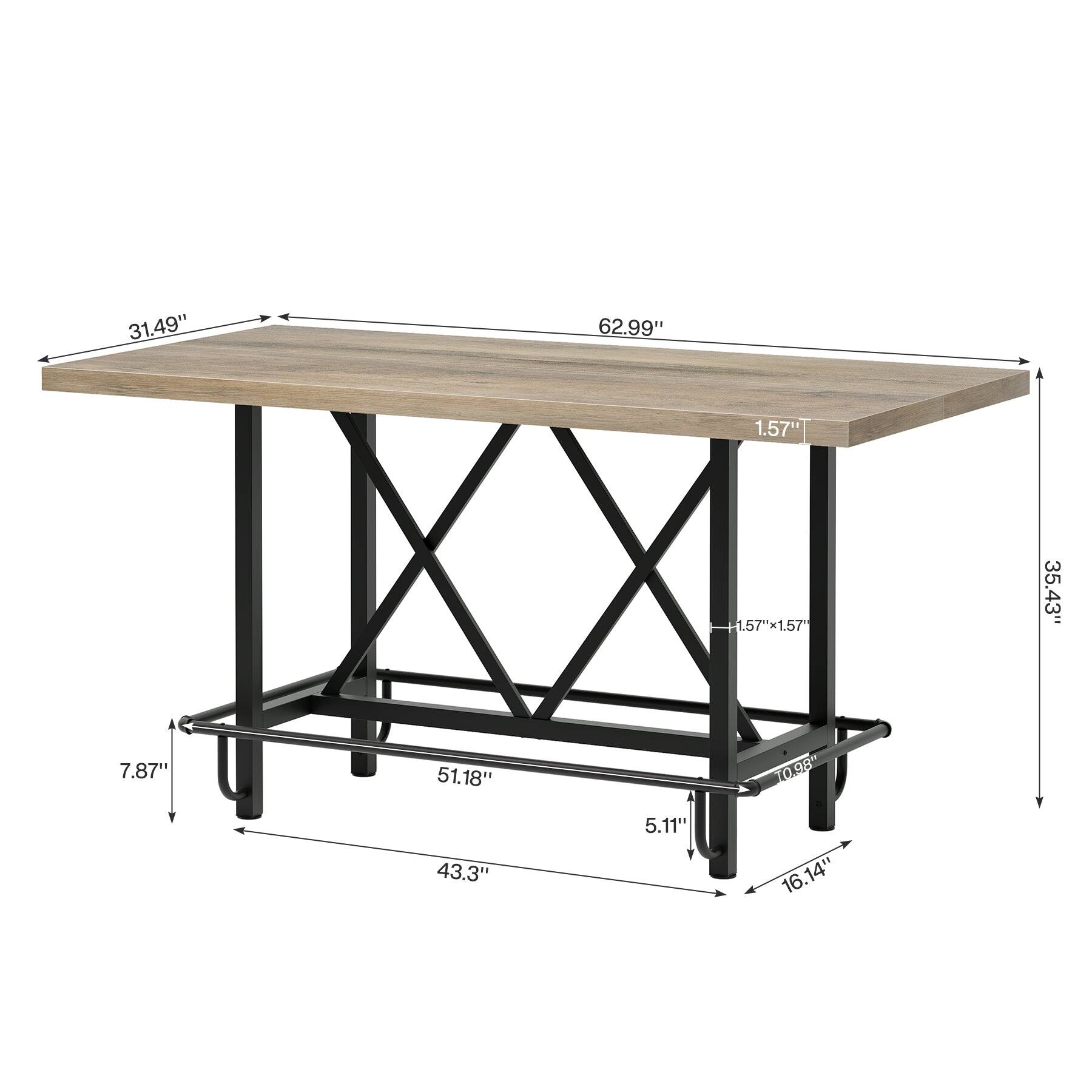 Tribesigns Farmhouse Bar Table with Rectangular Top for Everyday Dining ...