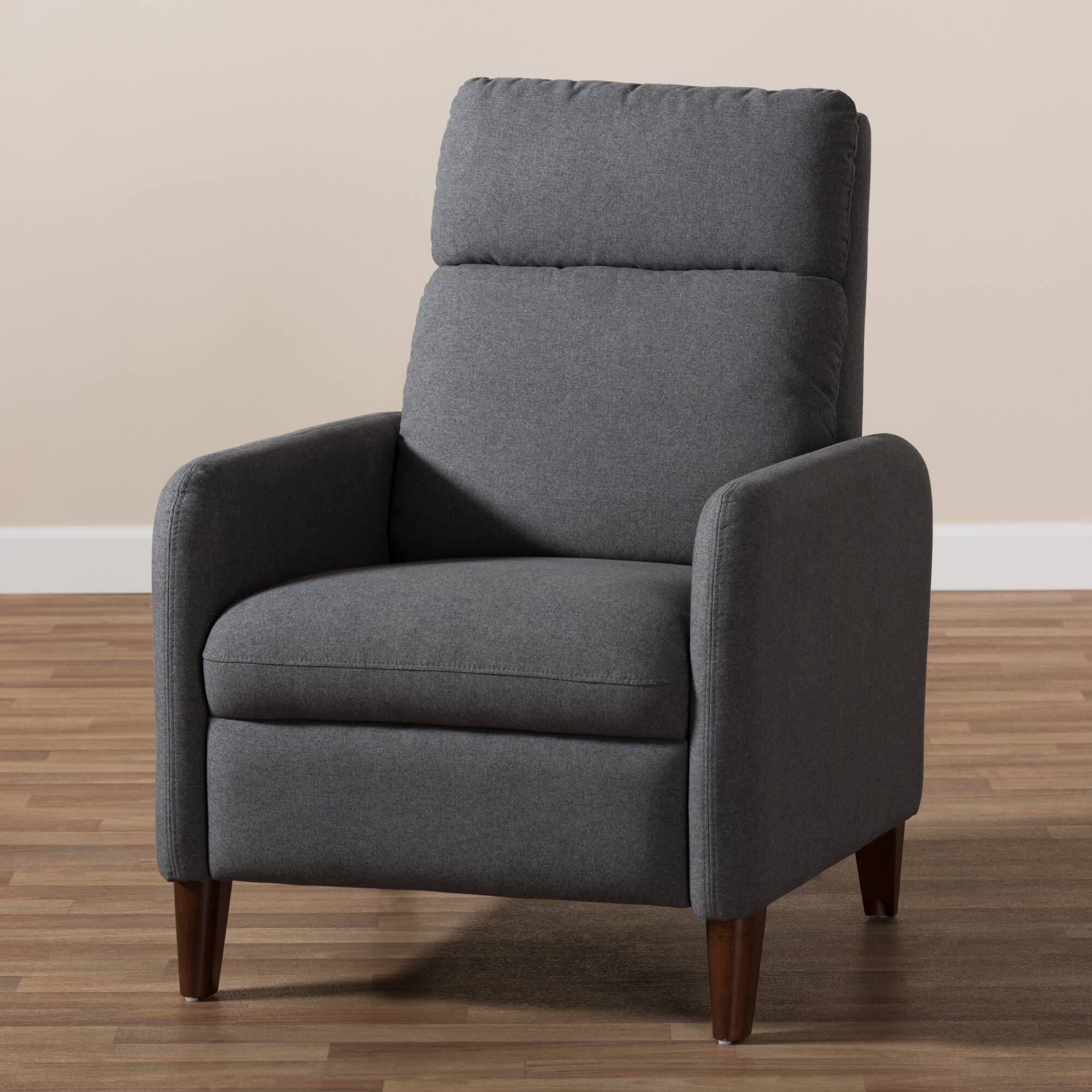 Alt View 6. Baxton Studio - Casanova Mid-century Modern Fabric Upholstered Lounge Chair - Grey.