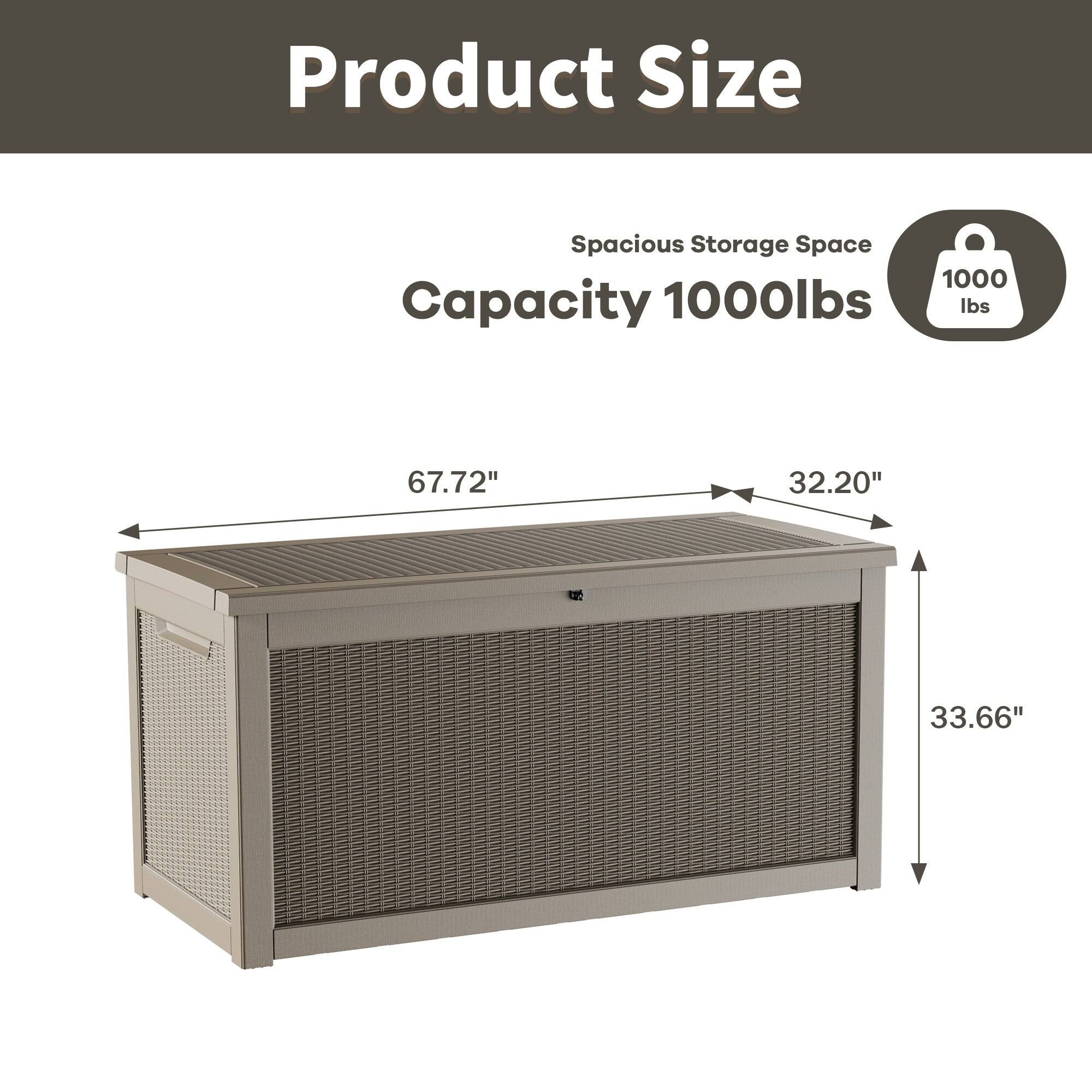 Product Size  
Spacious Storage Space  
Capacity 1000lbs  
67.72" x 32.20" x 33.66"