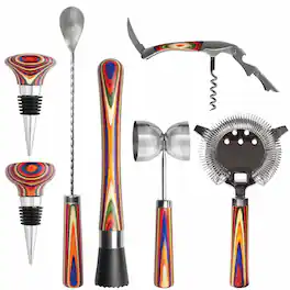 Baltique - Marrakesh Collection 7-Piece Bartending Kit - Red, Blue, Green, Orange