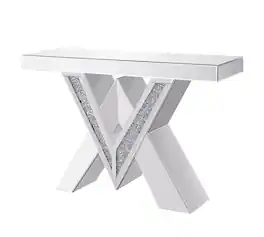 Manhattan Lane - Wood and Mirror Console Table with Interlocking V Shape Base - Clear