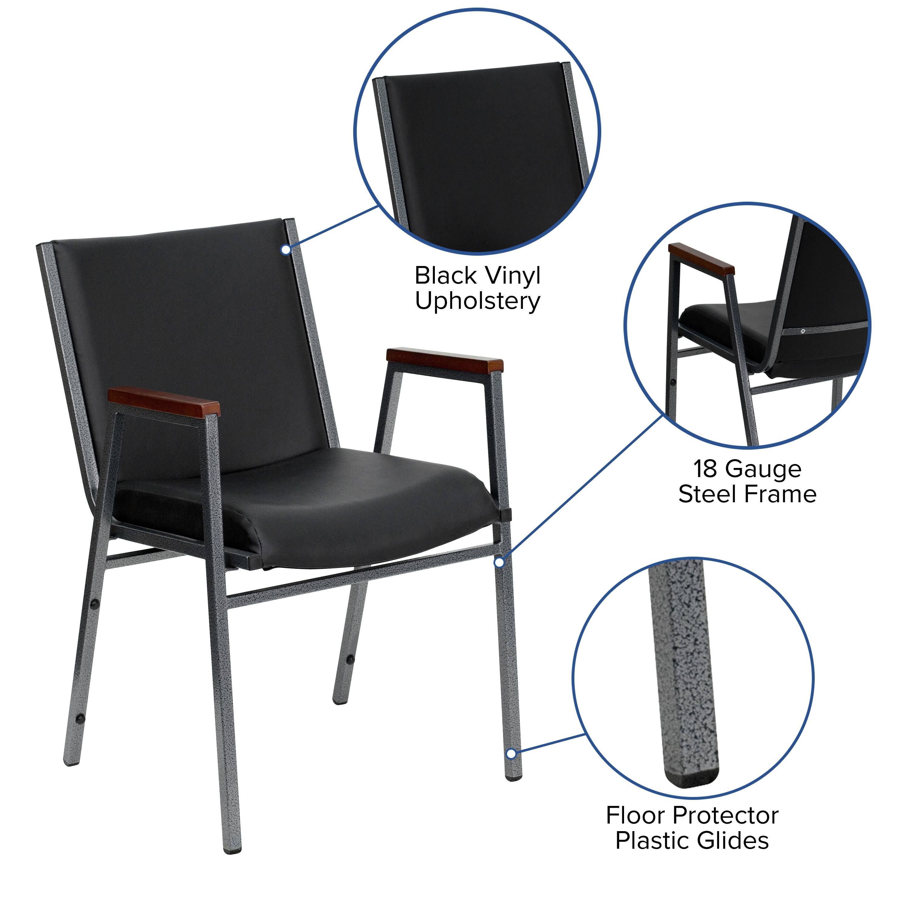 Black Vinyl Upholstery  
18 Gauge Steel Frame  
Floor Protector Plastic Glides