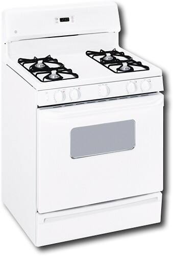 Angle Standard. GE - 30" Freestanding Gas Range - White-on-White.