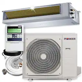 Pioneer - Quantum Ultra 36,000 BTU 3 Ton 18.7 SEER Slim-Duct Ceiling Concealed Mini Split Air Conditioner with Heat Pump 230-Volt - White