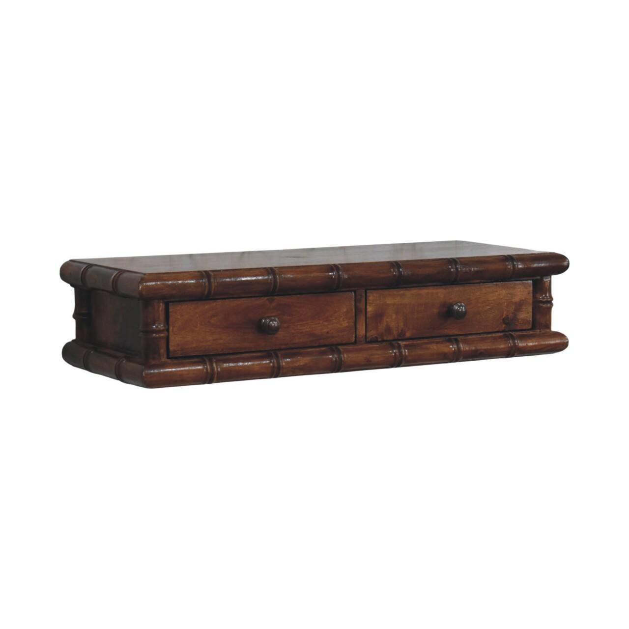 Left. Artisan Furniture - Artisan Furniture Solid Wood Bamboo Two Drawer Console Table, Brown - Brown.