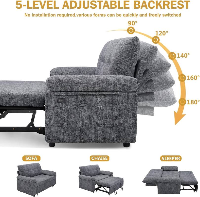 5-LEVEL ADJUSTABLE BACKREST

No installation required. Various forms can be quickly and freely switched.

90° 120° 140° 160° 180°

SOFA CHAISE SLEEPER