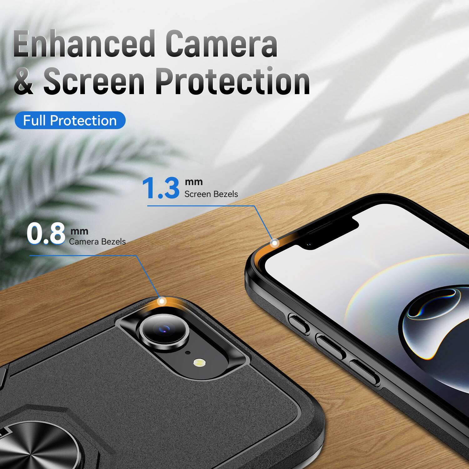 Enhanced Camera & Screen Protection  
Full Protection  
1.3 mm Screen Bezels  
0.8 mm Camera Bezels