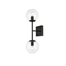 Front. Living District - Neri 2 lights black and clear glass wall sconce - Black And Clear.