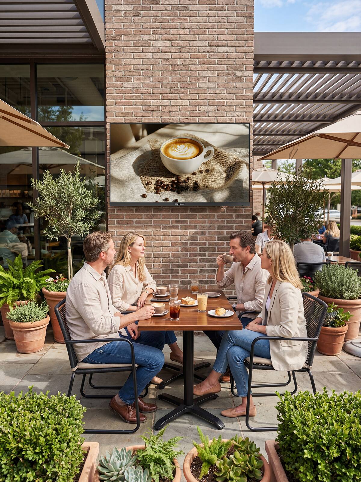 Back. Sylvox - SYLVOX 55" Outdoor TV Full Sun 2000 Nits, 4K Google Smart TV, IP56 Waterproof, Ultra-Narrow Bezel (Frameless Pro) - Black.