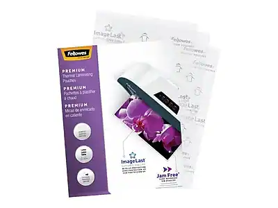Fellowes PREMIUM Thermal Laminating Pouches
PREMIUM Pochettes à plastifier à chaud
PREMIUM Micas de enmicado en caliente
ImageLast
PageLast
Jam Free
ImageLast
PageLast
Jam Free