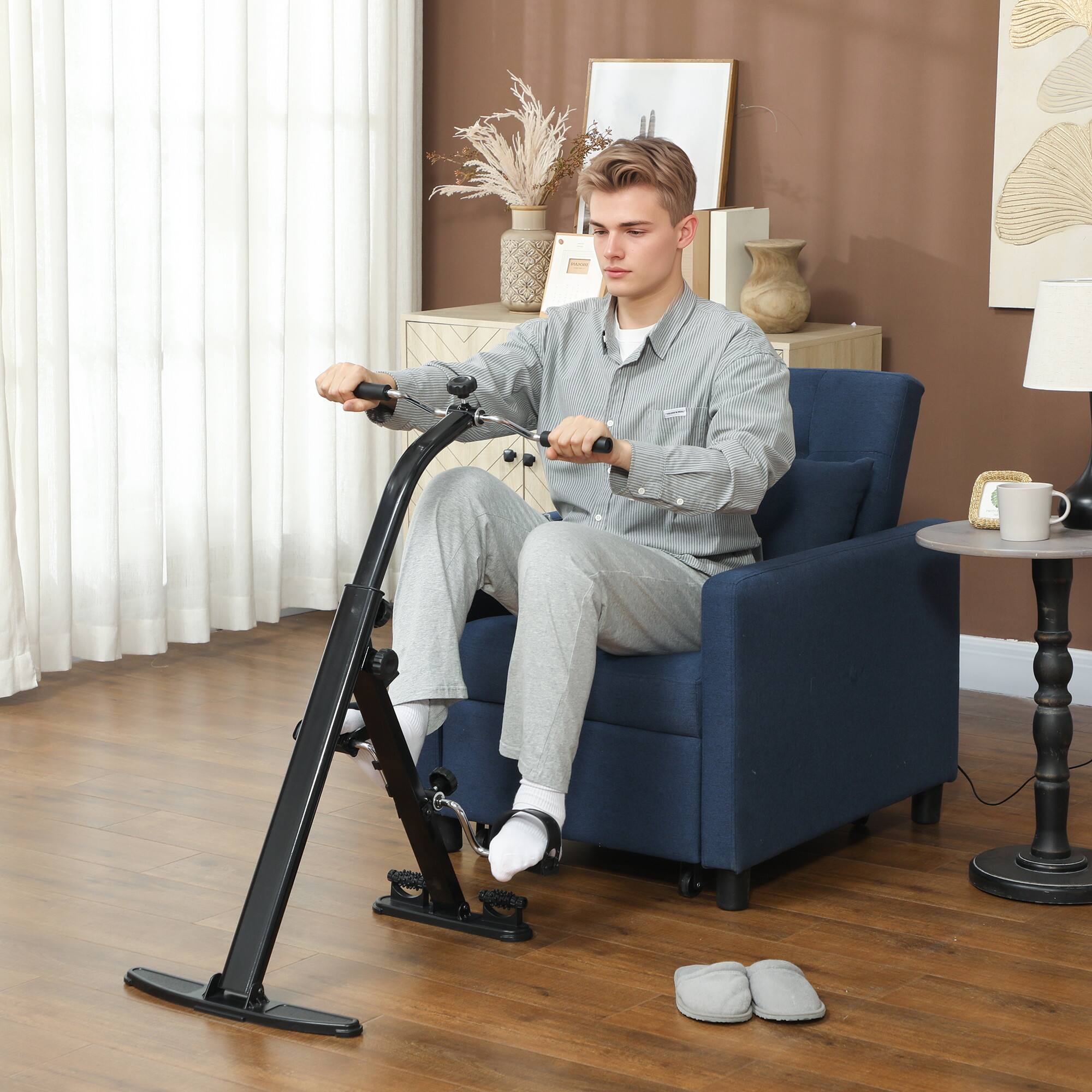 Angle. Soozier - Soozier Pedal Exerciser, Foldable Hand Arm Knee and Leg Exercise Bike, Height-adjustable - Black.