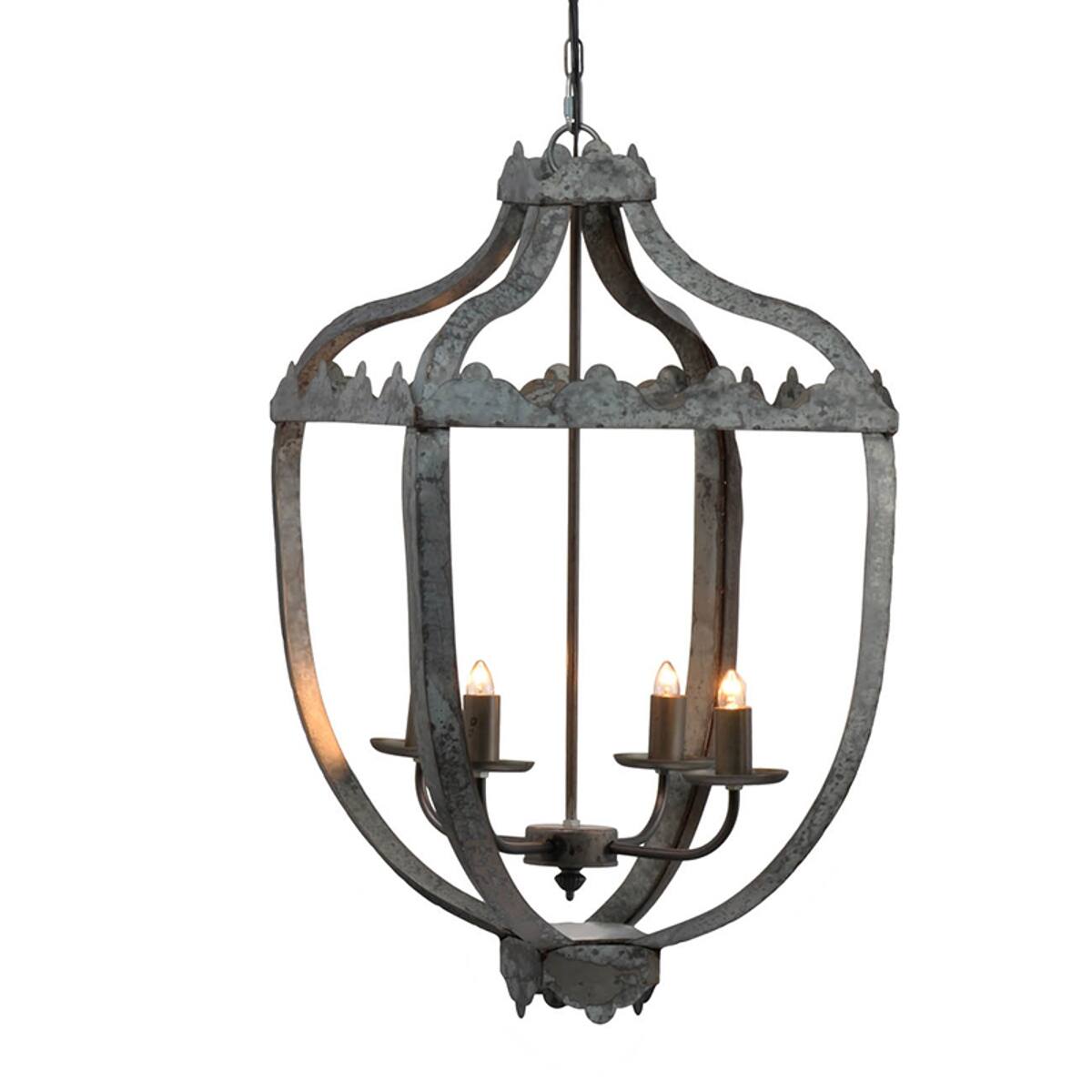 Alt View 2. Loheer - Loheer 4-Light Metal Chandelier, Rustic Vintage Iron Fixture with Adjustable Chain.