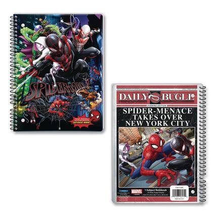 SPIDER-MENACE: TOE FT TAKES OVER NEW YORK CITY - 1 Subject Notebook - MARVEL
30 Wide Ruled Sheets - 0.3 in (2 cm)
71EPISPC 113771417 1 -E
DAILY BUGLE EVENING EDITION
SPIDER-MENACE TAKES OVER NEW YORK CITY
YOUR FRIENDLY SPIDER-MAN!
WEATHER - SPORTS - CLASSIFIEDS - NEWS
STILL ONLY $1.00
MARVEL
1 Subject Notebook
10.5 in x 8 in (26.7 cm x 20.3 cm)
7617159PC
