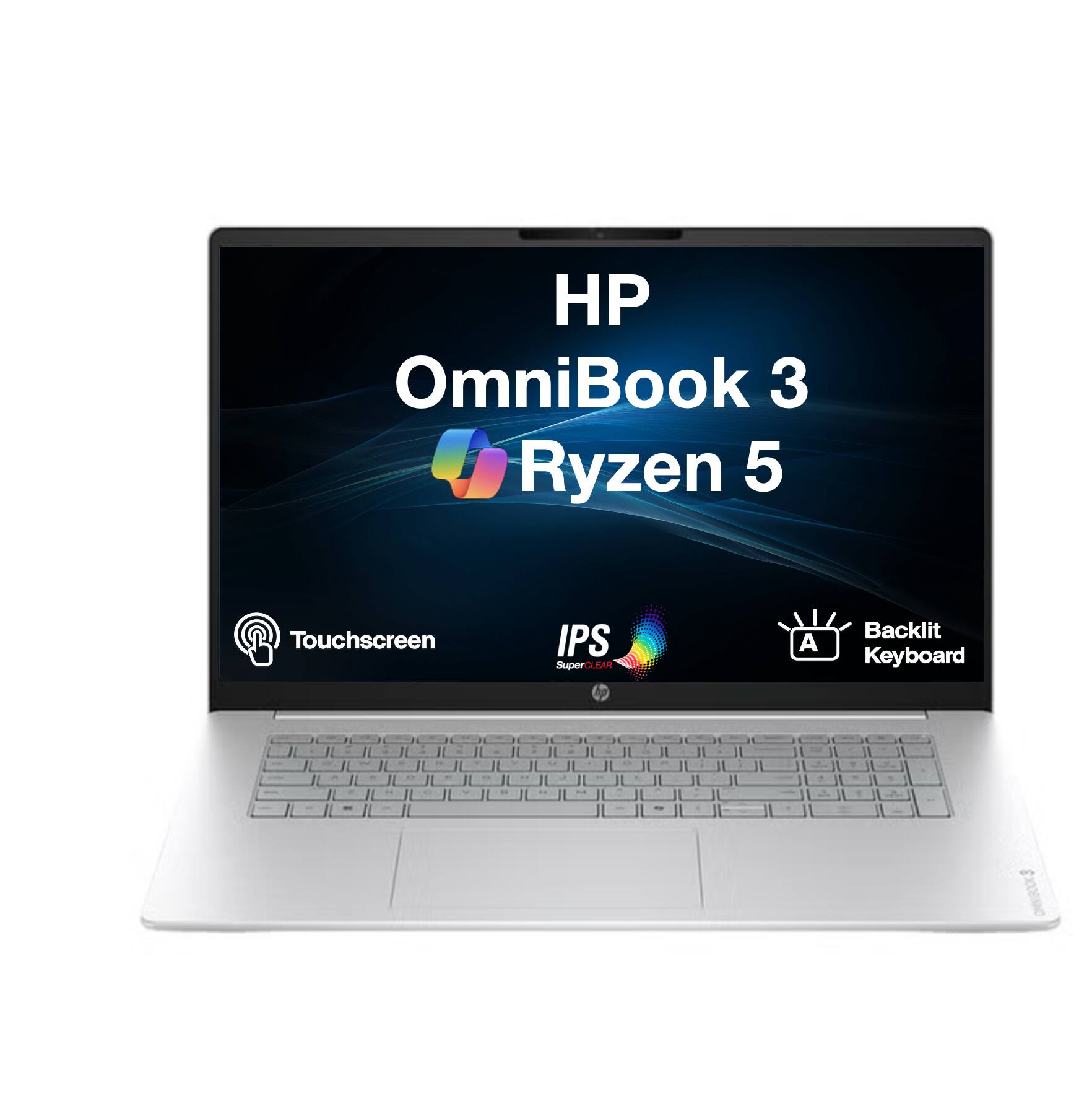 HP OmniBook 3 Ryzen 5  
Touchscreen  
IPS SuperCLEAR  
Backlit Keyboard