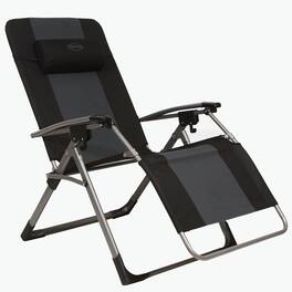 Kamp-Rite - Outdoor Folding Recliner Zero Gravity Chair w/Head Pillow - Gray/Black