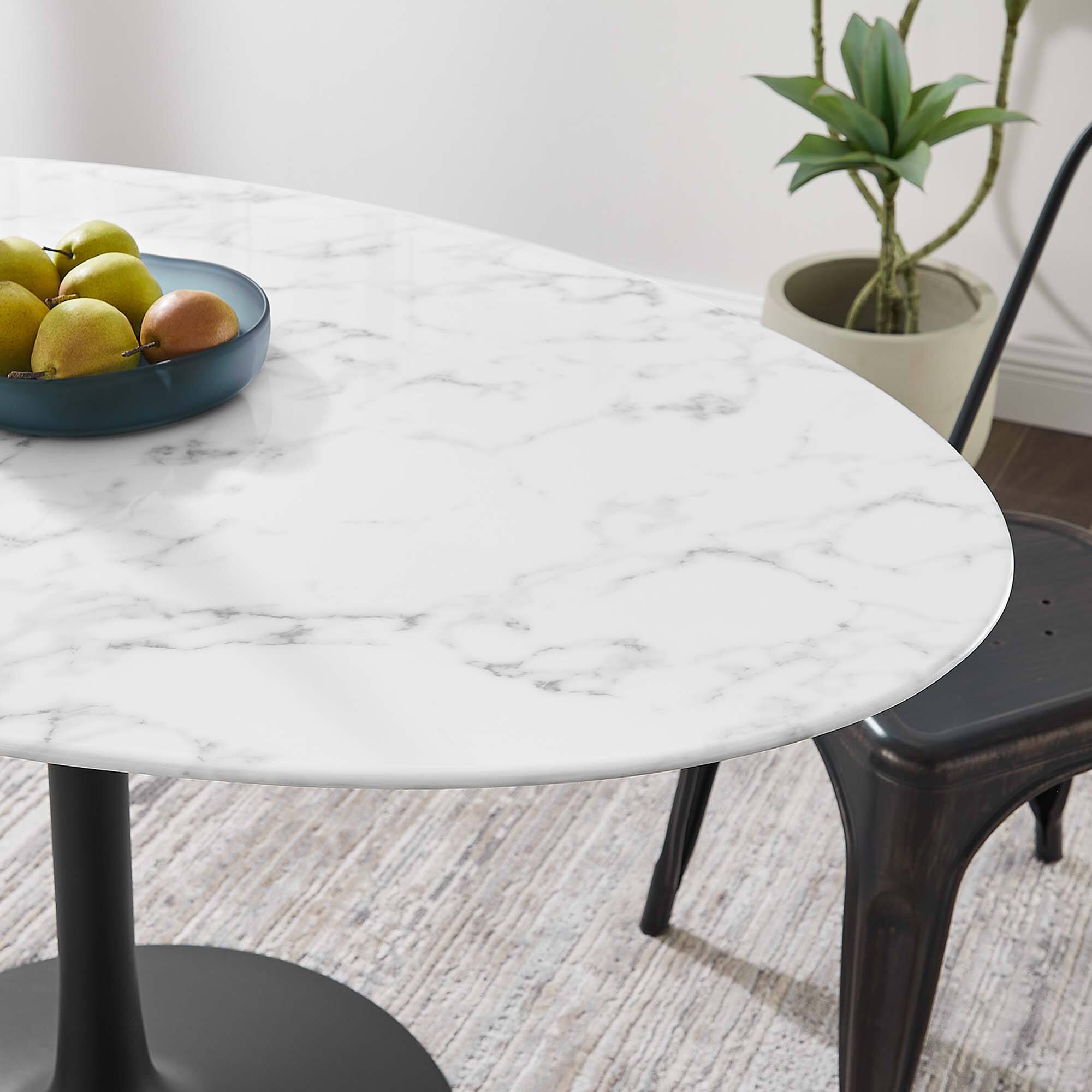 Alt View 3. Modway - Lippa 54" Oval Faux Marble Dining Table by Modway - Black White.