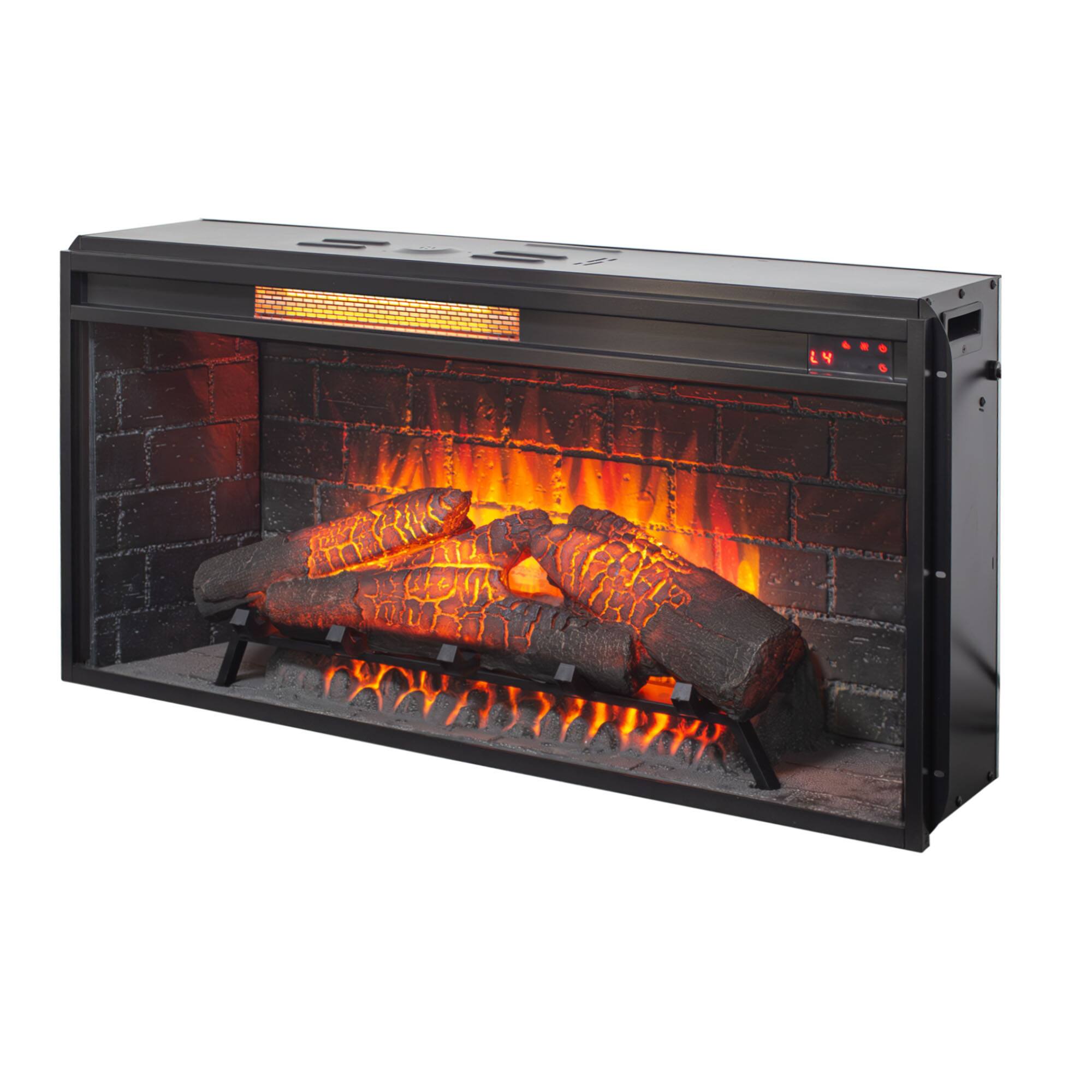 Left. Mondawe - 36" Infrared Electric Fireplace Insert w/ Removable Trim, Touch Panel, CSA/UL Certified, 5018 BTU - Black.