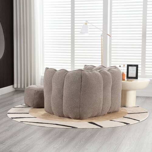Back. GOODSILO - Premium Square Bean Bag Sofa with Footstool for Ultimate Relaxation in Living Room and Bedroom - Coffee.