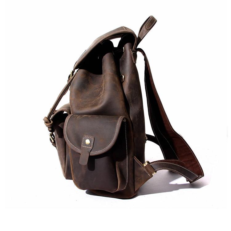 Angle. Steel Horse Leather - The Asmund Backpack | Genuine Leather Rucksack - Dark Brown.