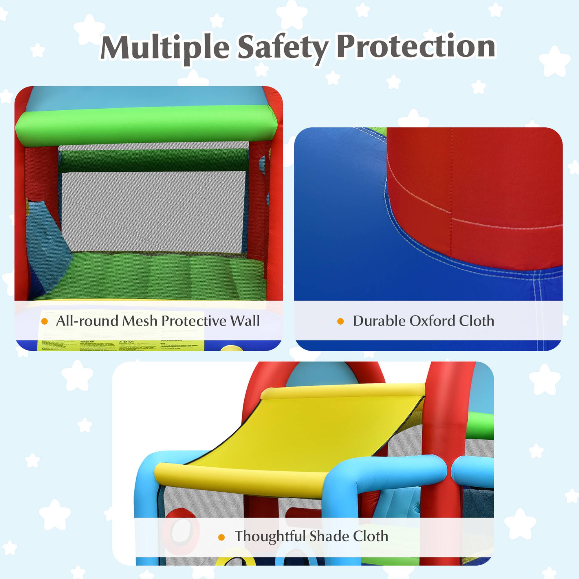 Multiple Safety Protection

- All-round Mesh Protective Wall
- Durable Oxford Cloth
- Thoughtful Shade Cloth