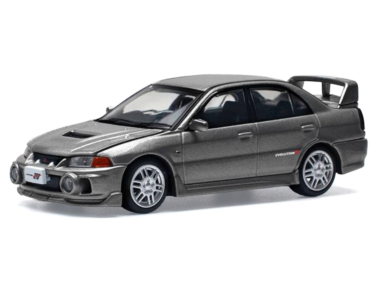 Alt View 4. Pop Race - Mitsubishi Lancer Evolution IV RHD (Right Hand Drive) Dark Gray Metallic 1/64 Die Cast Model Car by Pop Race.