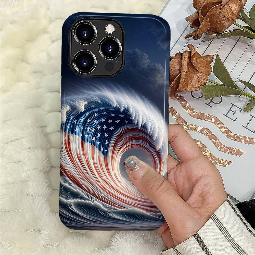 Alt View 3. BUBM - Smartphone Case for iPhone - 2-Layer Durable Smartphone Protection Case - Liberty Surge - Liberty Surge for iPhone 16 Pro Max.