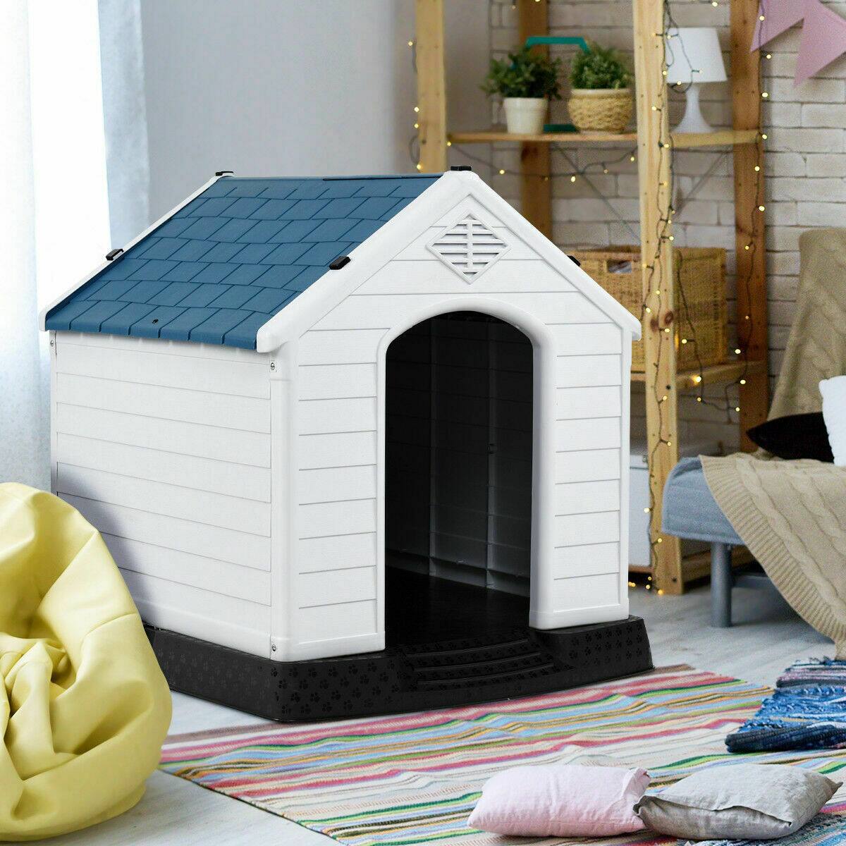 Alt View 3. Costway - Costway Plastic Dog House Medium-Sized Pet Puppy Shelter Waterproof Ventilate.