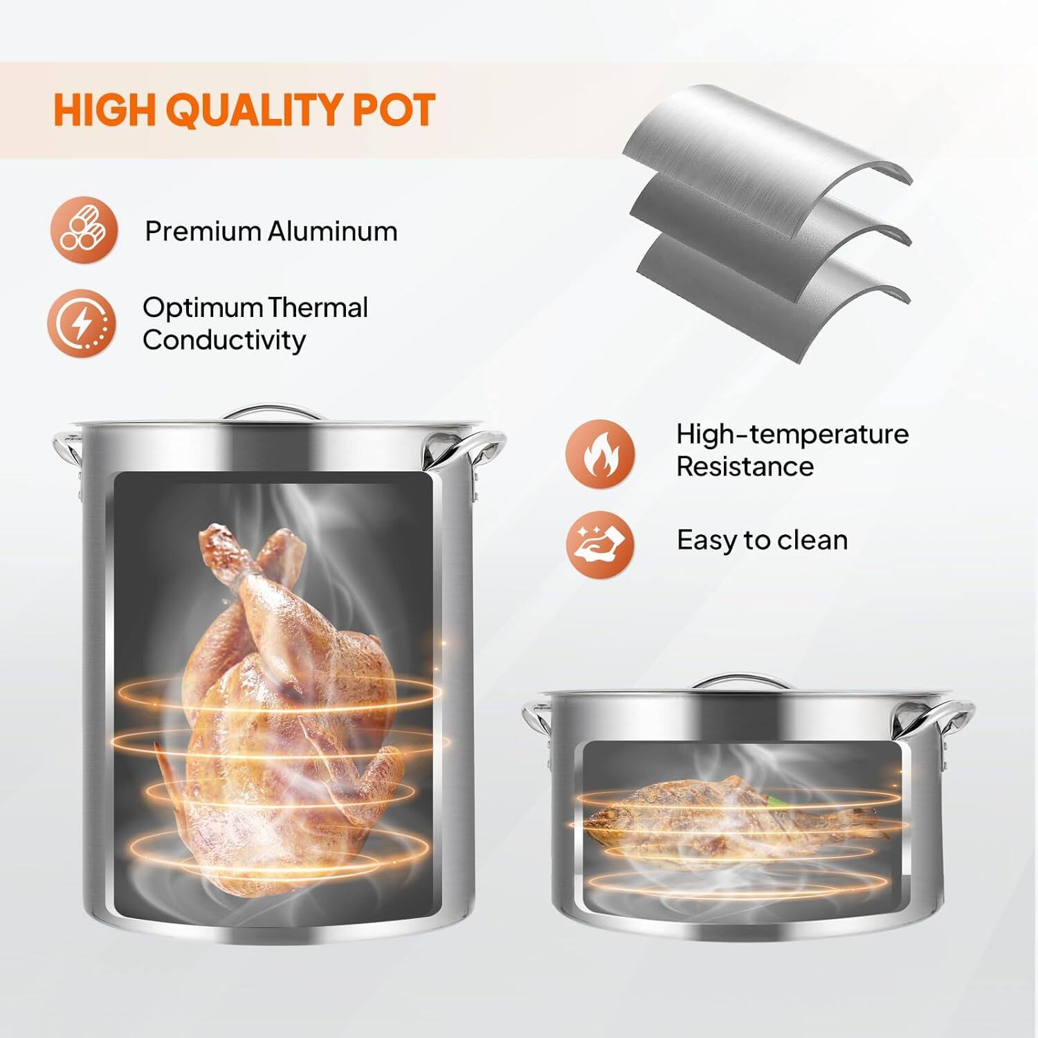 HIGH QUALITY POT

- Premium Aluminum
- Optimum Thermal Conductivity
- High-temperature Resistance
- Easy to clean