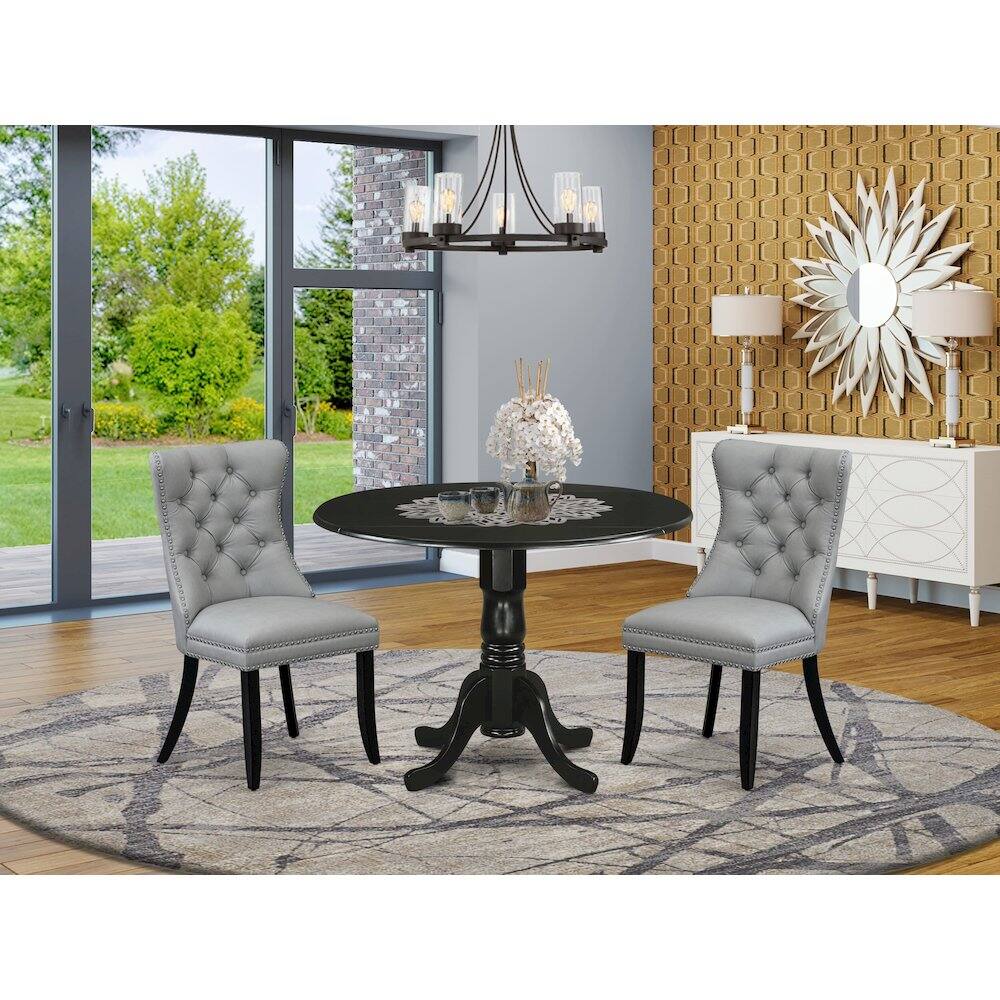 Alt View 9. East West Furniture - 3 Piece Kitchen Table & Chairs Set - Black.