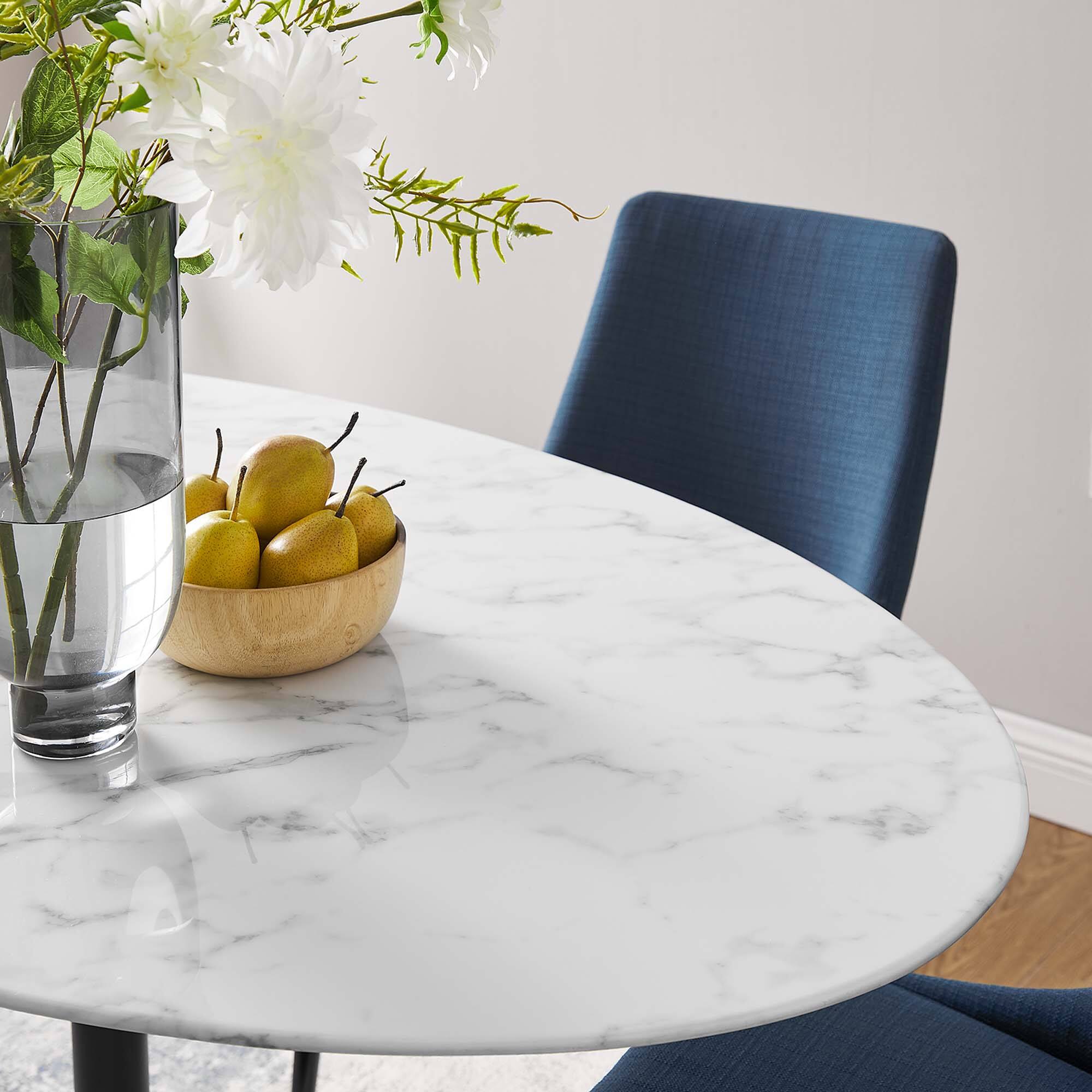 Alt View 3. Modway - Lippa 60" Oval Faux Marble Dining Table by Modway - Black White.