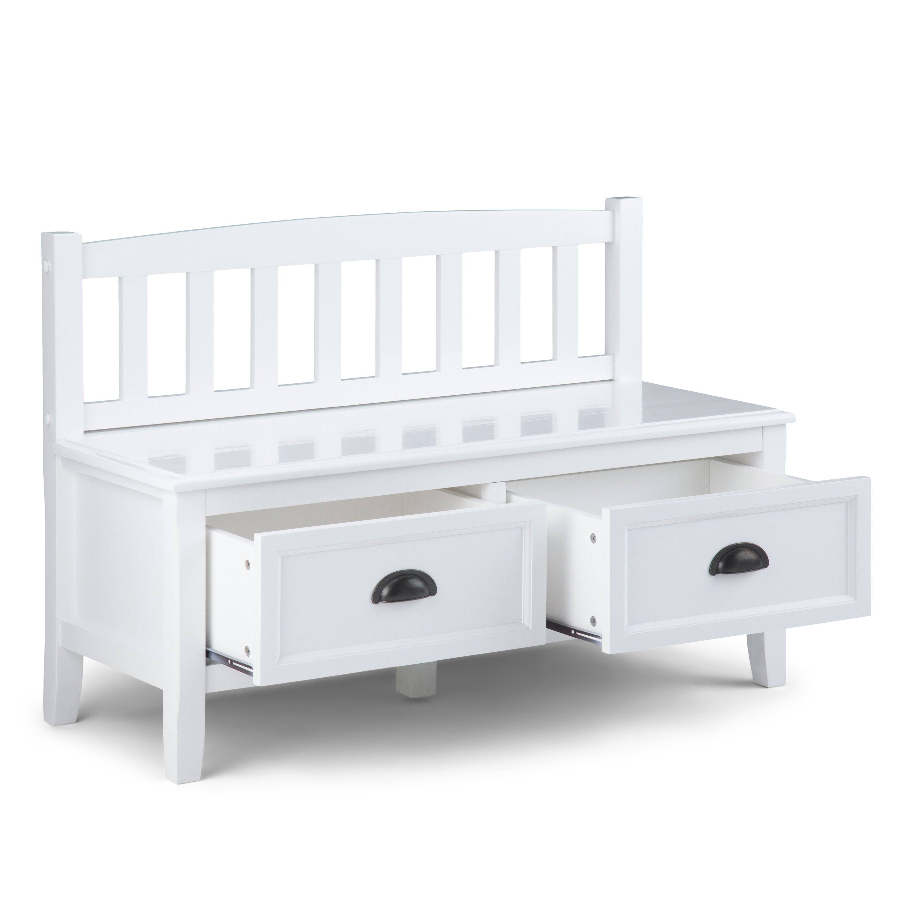 Alt View 12. Simpli Home - Burlington solid wood 42 inch Wide Transitional Entryway Storage Bench with Drawers - White.