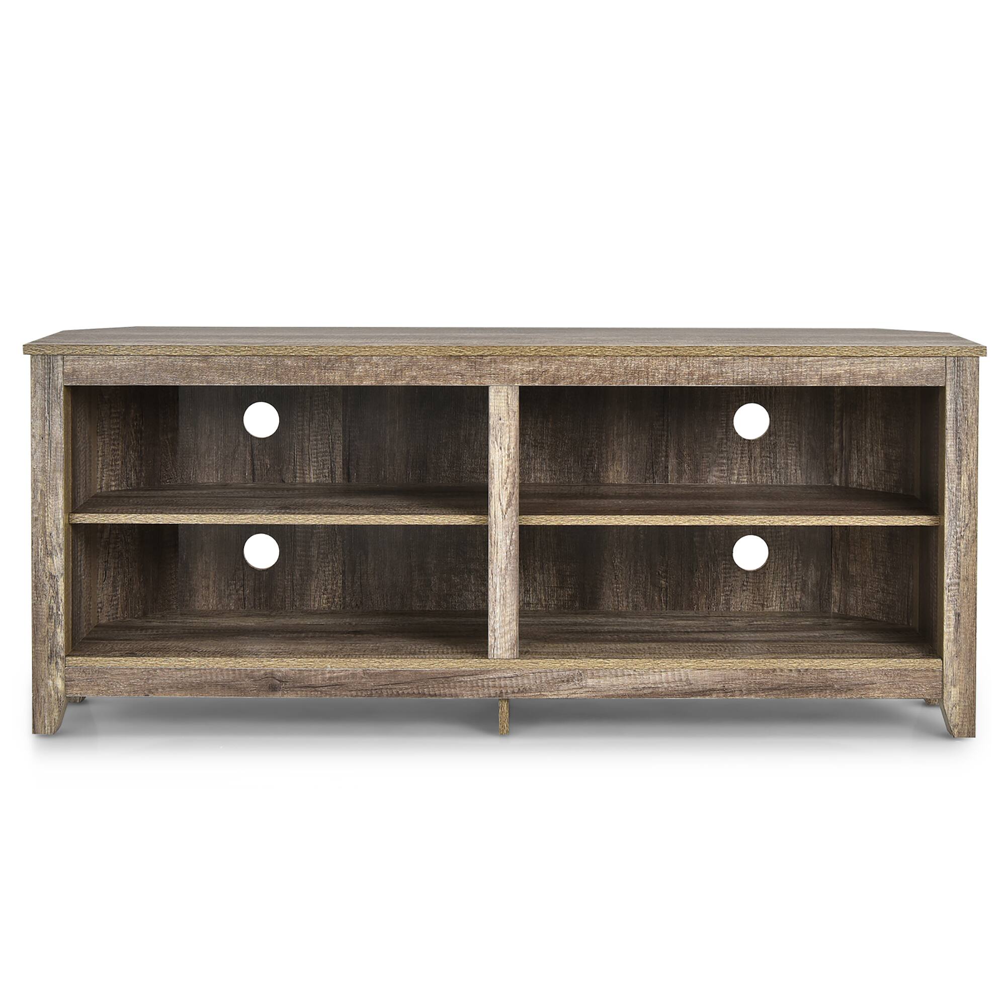 Alt View 20. Costway - 58'' Corner TV Stand 4 Cubby Entertainment Media Console w/ 2 Shelves - Rustic Grey.