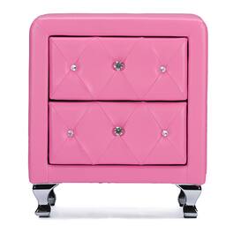 Baxton Studio - Stella Crystal Tufted Leather Modern Nightstand - Pink