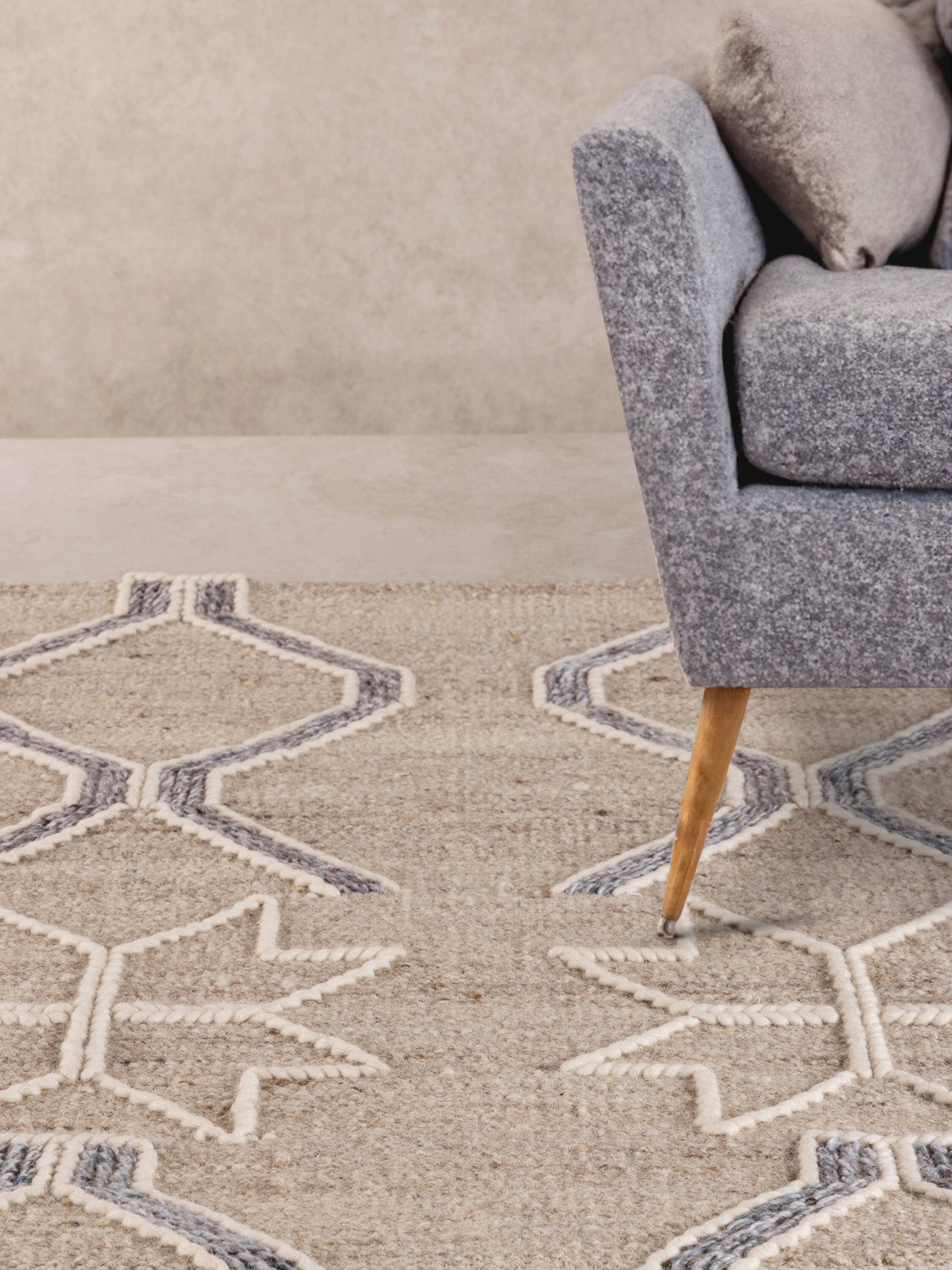 Angle. GAURI KOHLI - Isaa Rug - Shades of beige, brown and gray.