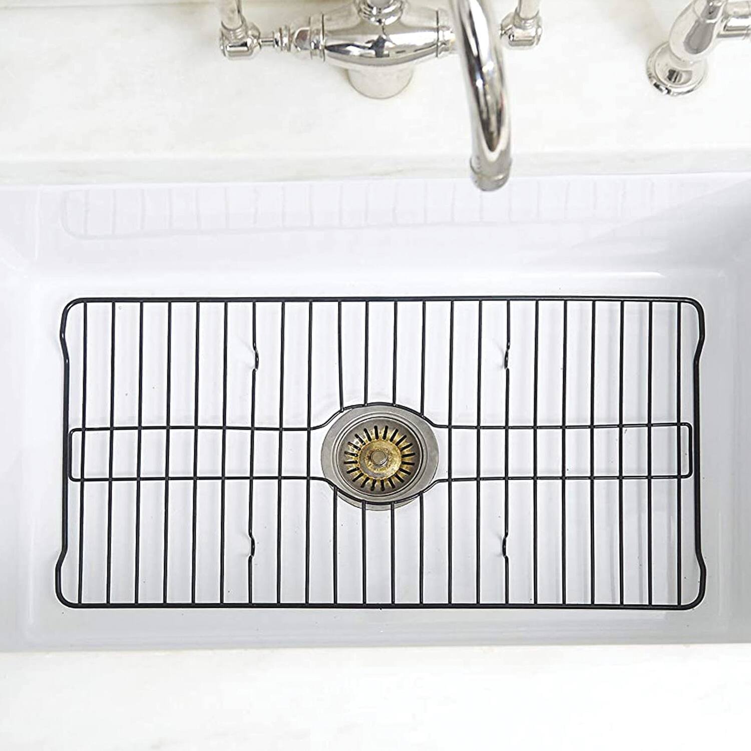 Angle. Better Houseware - Better Houseware 1424/e Extra-large Coated Steel Sink Protector (black) - black.