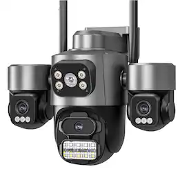 Cluzine - 10K 20MP Outdoor WiFi Camera 4 Screen 4 Lens PTZ 360° Cam For Complete Security IP66 CCTV Surveillance