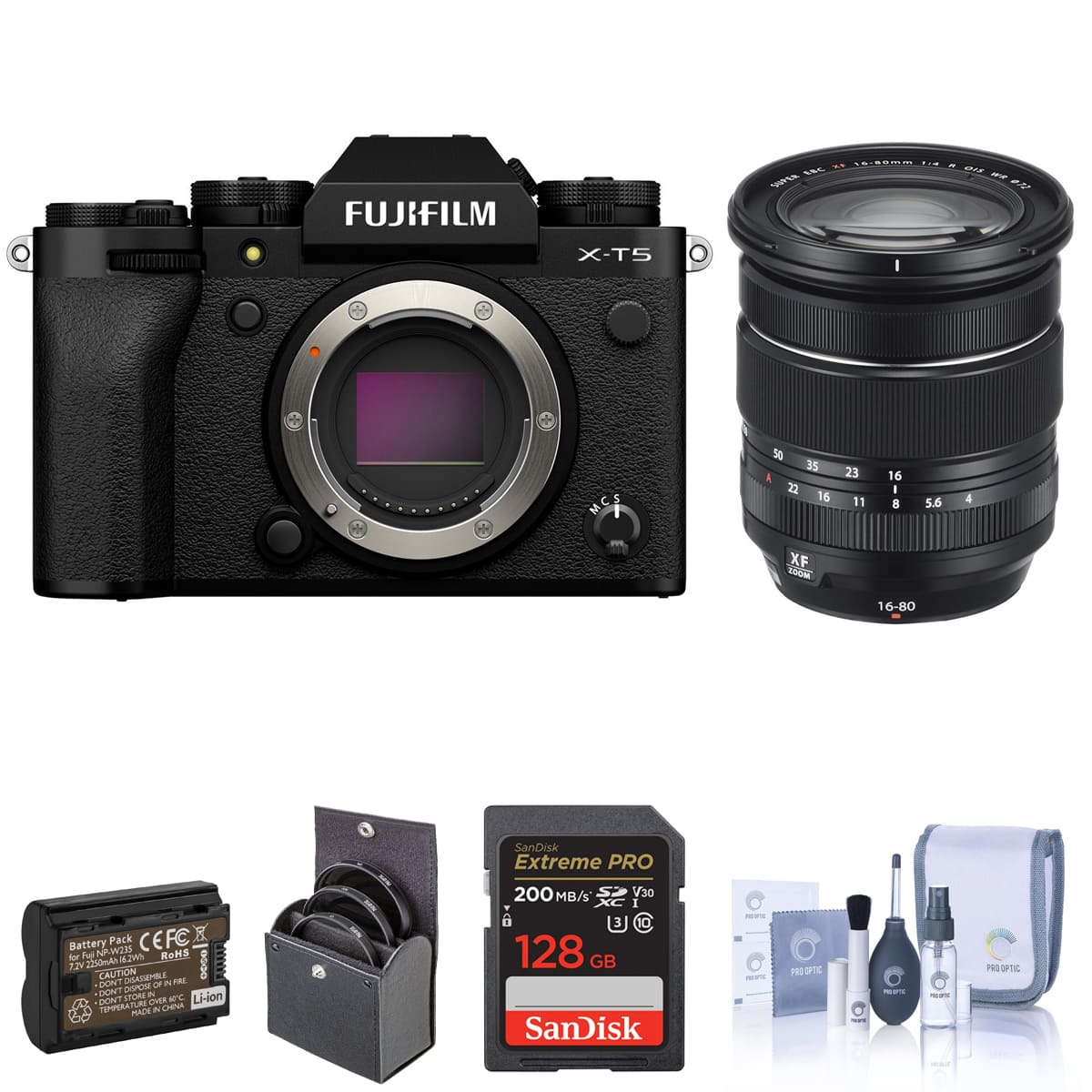 Bundle - Fujifilm - X-T5 Mirrorless Camera, Black with XF 16-80mm f/4.0 R OIS WR Lens, 128GB SD Card, Extra Battery, 72mm Filter price history on PriceWatchPro