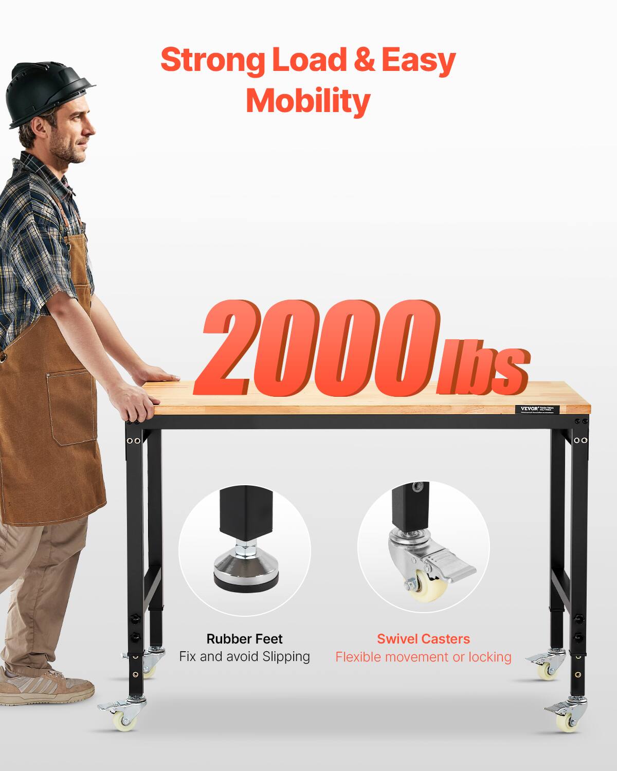 Strong Load & Easy Mobility

2000 lbs

Rubber Feet
Fix and avoid Slipping

Swivel Casters
Flexible movement or locking